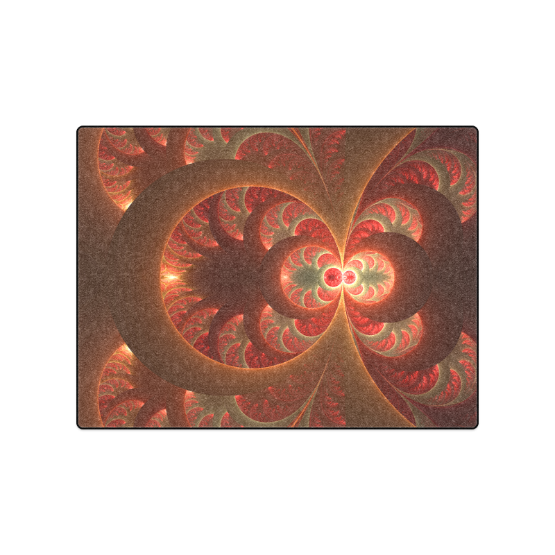 Magical Luminous Red Orange Fractal Art Blanket 50"x60"