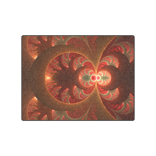 Magical Luminous Red Orange Fractal Art Blanket 50"x60"