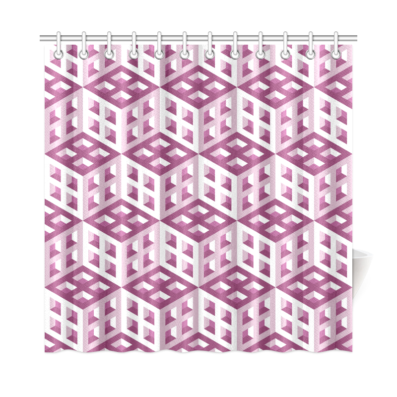 3D Pattern Lilac Pink White Fractal Art Shower Curtain 72"x72"