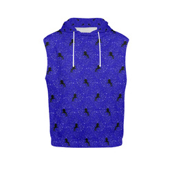 unicorn pattern blue by JamColors All Over Print Sleeveless Hoodie for Women (Model H15)