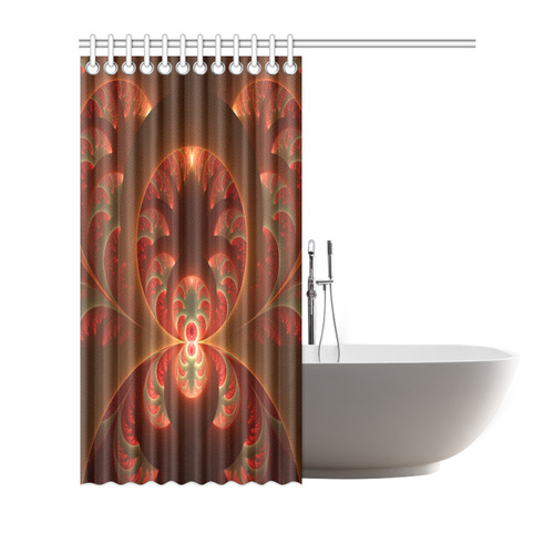 Magical Luminous Red Orange Fractal Art Shower Curtain 66"x72"