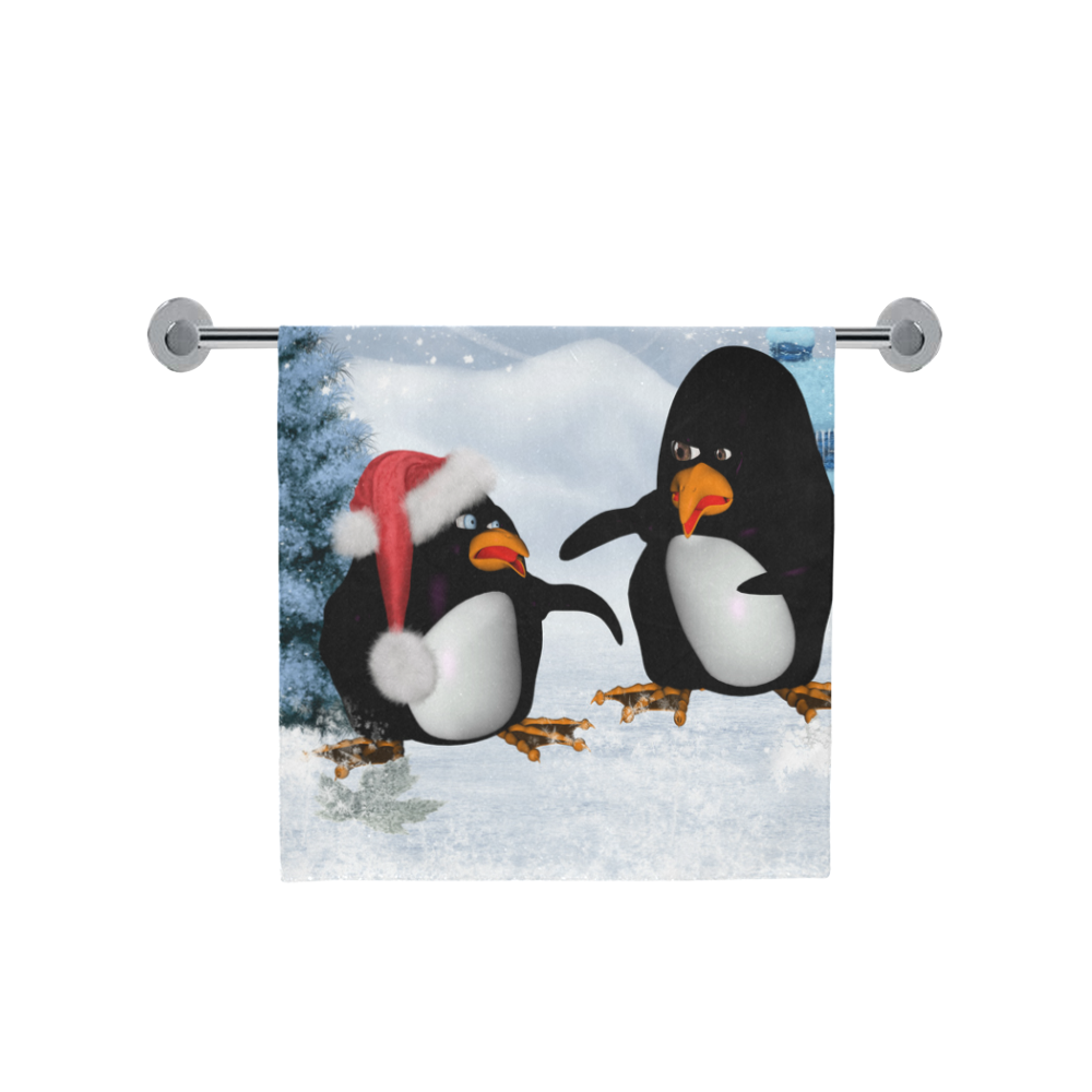Christmas, funny, cute penguin Bath Towel 30"x56"