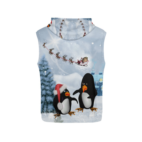 Christmas, funny, cute penguin All Over Print Sleeveless Hoodie for Women (Model H15)