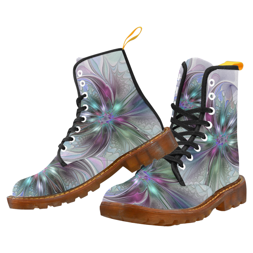 Colorful Fantasy Abstract Modern Fractal Flower Martin Boots For Women Model 1203H