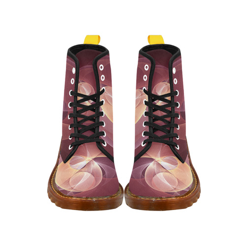 Movement Abstract Modern Wine Red Pink Fractal Art Martin Boots For Women Model 1203H
