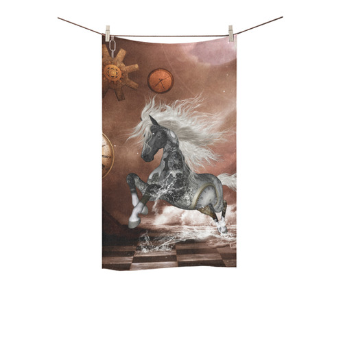 Amazing steampunk horse, silver Custom Towel 16"x28"