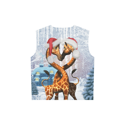 Christmas, funny giraffe All Over Print Sleeveless Hoodie for Women (Model H15)