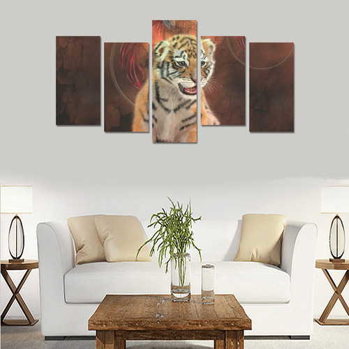 Cute little tiger Canvas Print Sets E (No Frame)