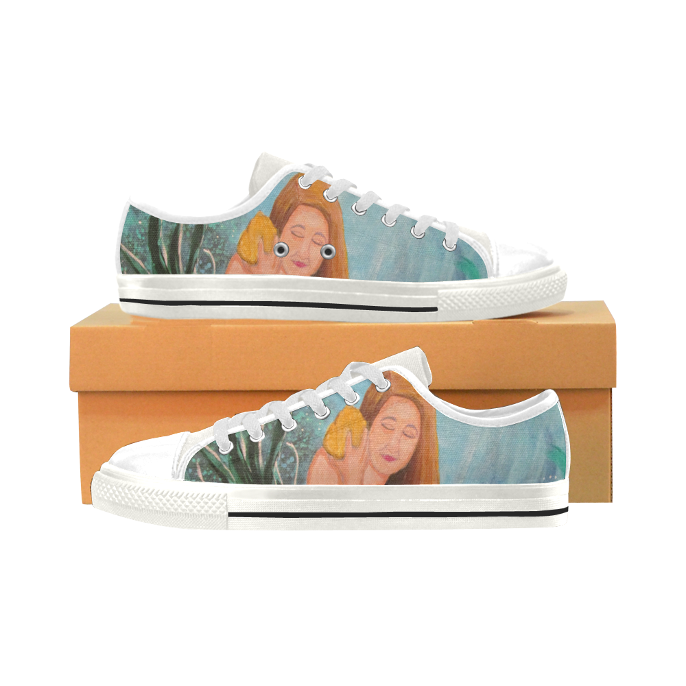 Mermaid Under The Sea Low Top Canvas Shoes for Kid (Model 018)
