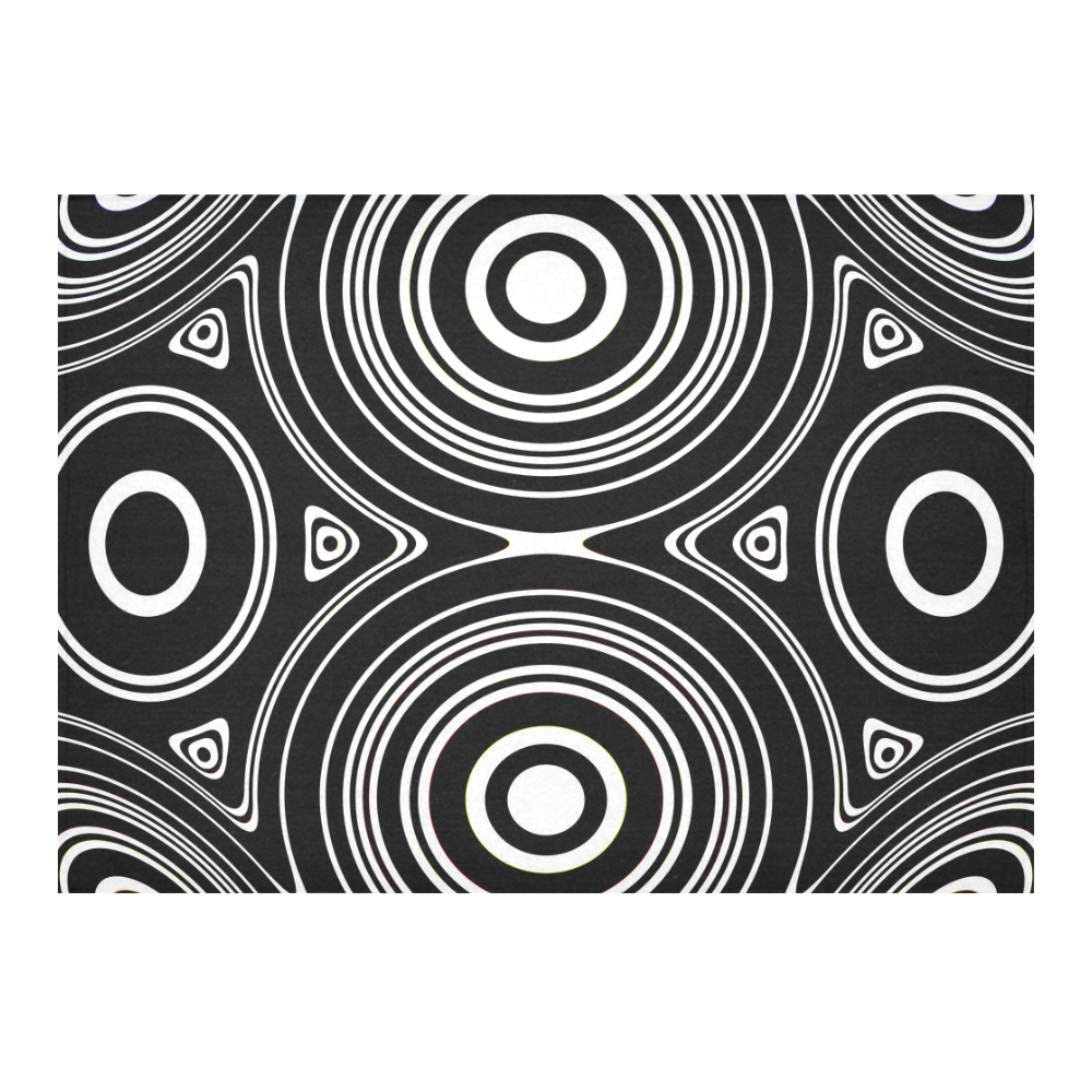 Concentric Circle Pattern Cotton Linen Tablecloth 60"x 84"
