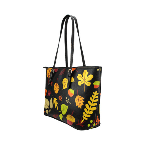 Autumn Fall Leaves Floral Pattern Leather Tote Bag/Small (Model 1651)