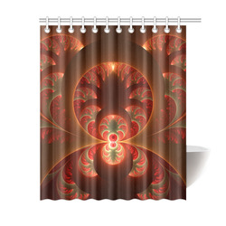 Magical Luminous Red Orange Fractal Art Shower Curtain 60"x72"