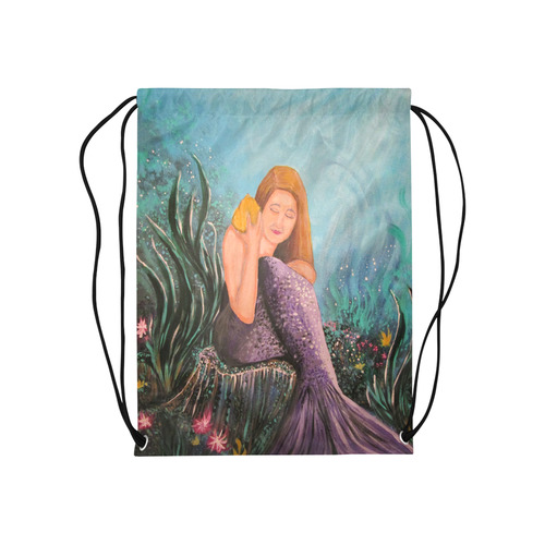 Mermaid Under The Sea Medium Drawstring Bag Model 1604 (Twin Sides) 13.8"(W) * 18.1"(H)