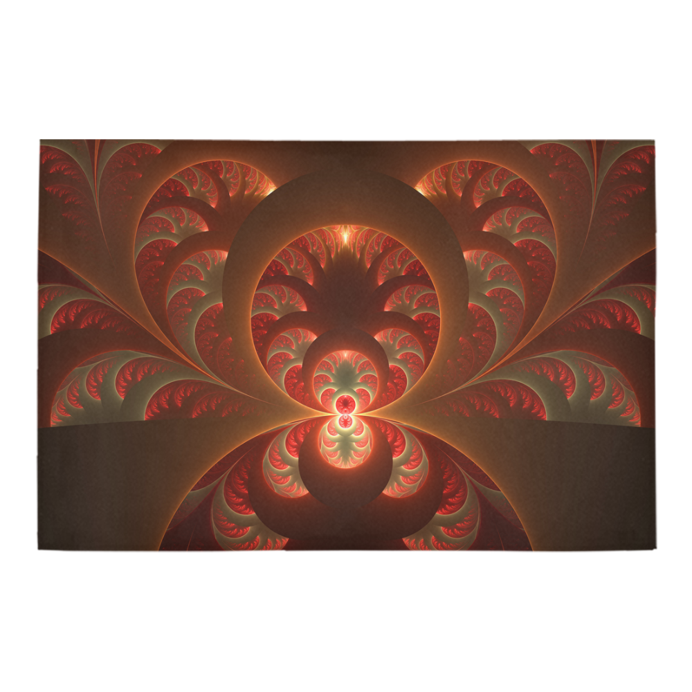 Magical Luminous Red Orange Fractal Art Azalea Doormat 24" x 16" (Sponge Material)