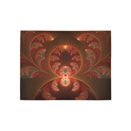 Magical Luminous Red Orange Fractal Art Area Rug 5'3''x4'