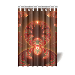 Magical Luminous Red Orange Fractal Art Shower Curtain 48"x72"