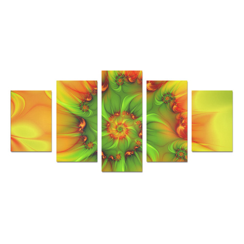 Hot Summer Green Orange Abstract Colorful Fractal Canvas Print Sets D ...