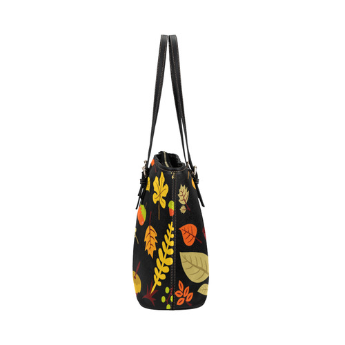 Autumn Fall Leaves Floral Pattern Leather Tote Bag/Small (Model 1651)