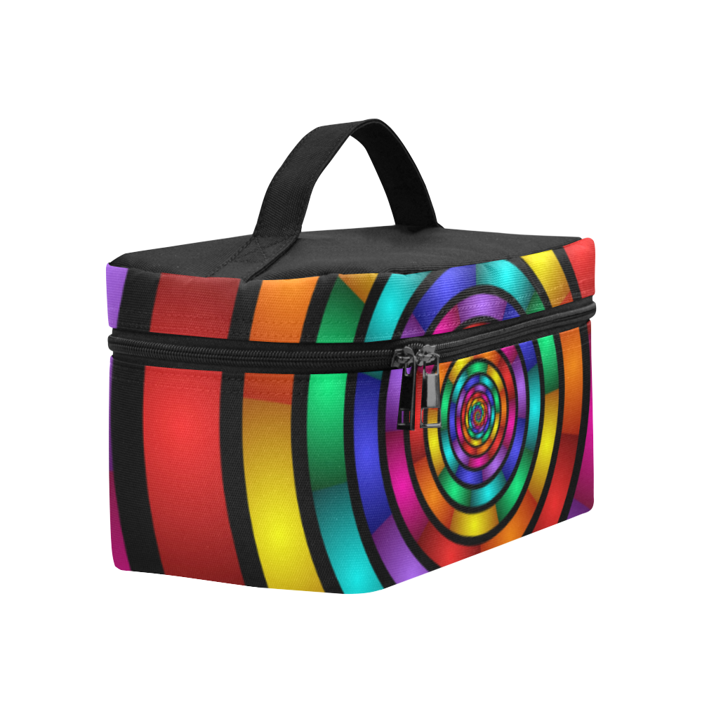 Round Psychedelic Colorful Modern Fractal Graphic Cosmetic Bag/Large (Model 1658)