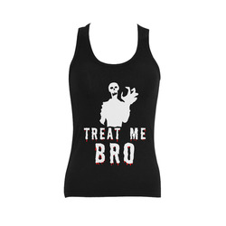 Halloween Horror Zombie Treat Me Bro funny Women's Shoulder-Free Tank Top (Model T35)