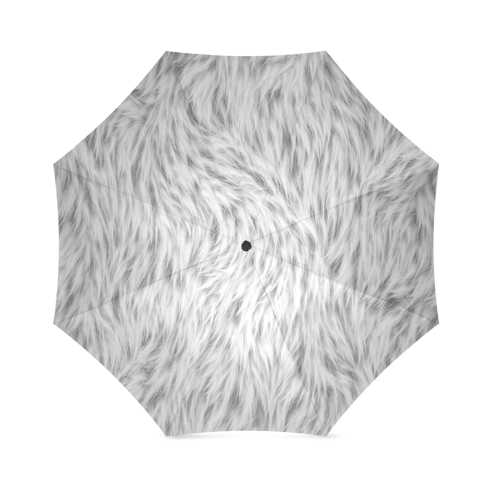 White Fur Foldable Umbrella (Model U01)