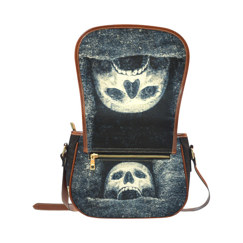 White Human Skull In A Pagan Shrine Halloween Cool Saddle Bag/Small (Model 1649) Full Customization