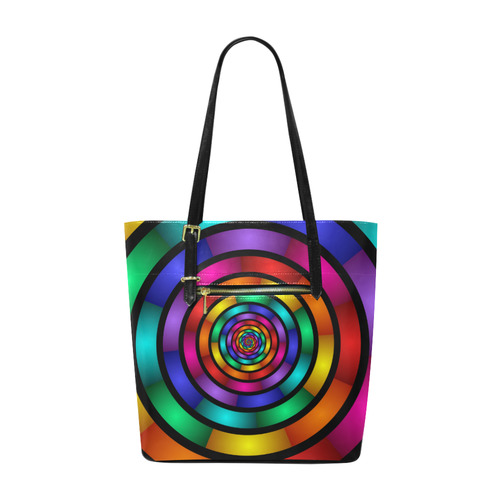 Round Psychedelic Colorful Modern Fractal Graphic Euramerican Tote Bag/Small (Model 1655)