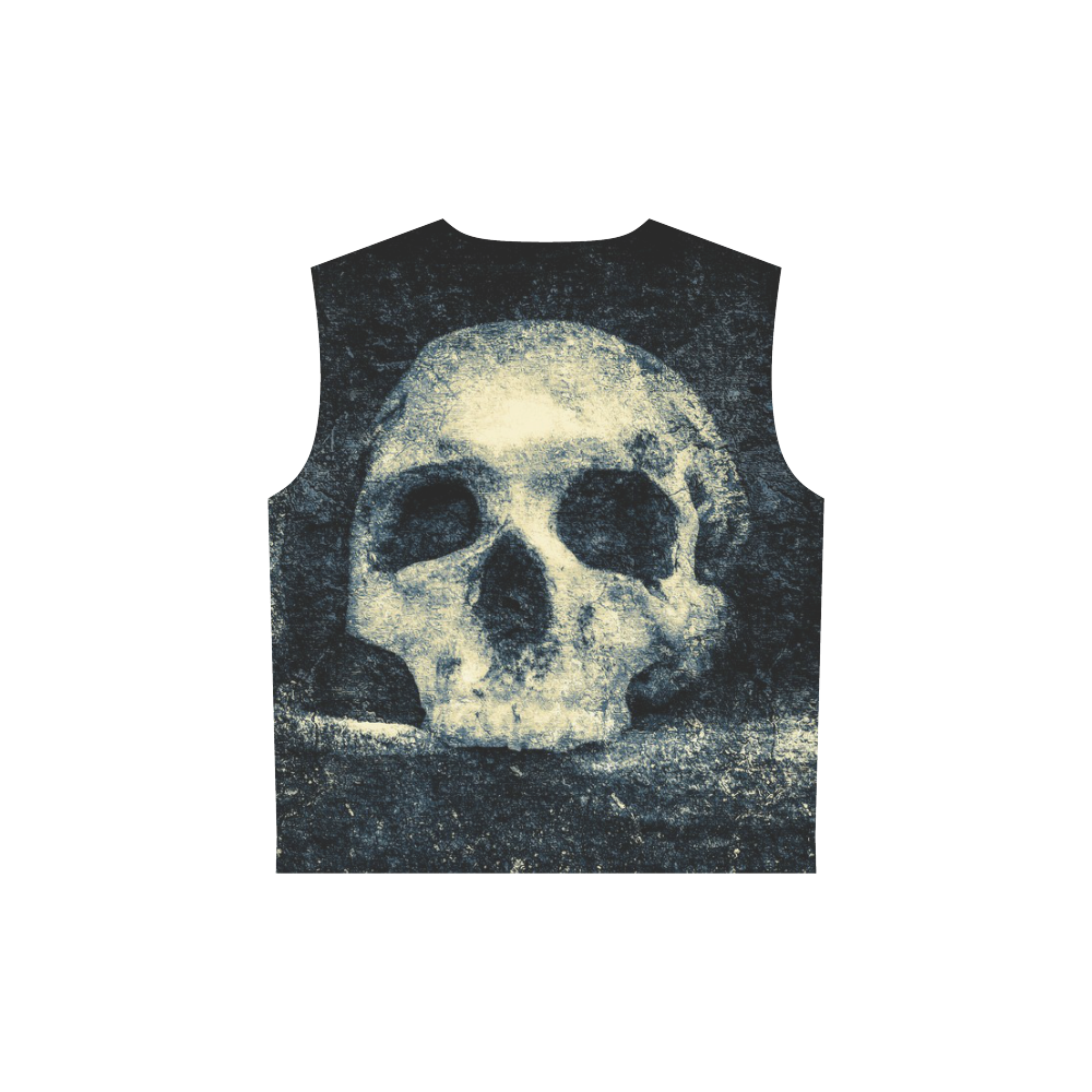 Man Skull In A Savage Temple Halloween Horror All Over Print Sleeveless Hoodie for Women (Model H15)