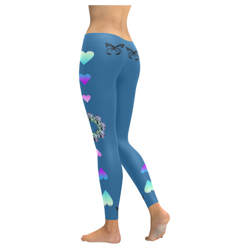 Hearts, Daisies & Butterflies Women's Low Rise Leggings (Invisible Stitch) (Model L05)