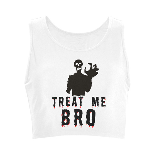 Halloween Horror Zombie Treat Me Bro funny cool Women's Crop Top (Model T42)