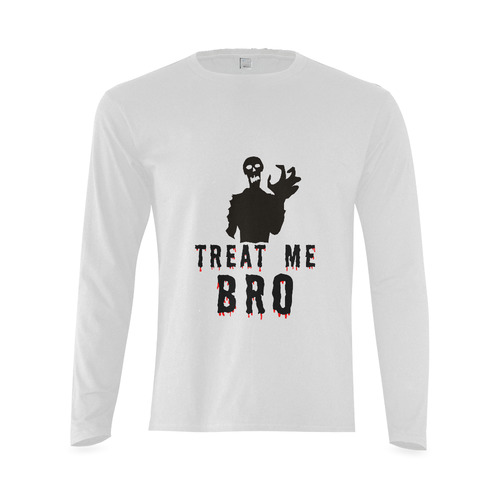 Halloween Horror Zombie Treat Me Bro funny cool Sunny Men's T-shirt (long-sleeve) (Model T08)