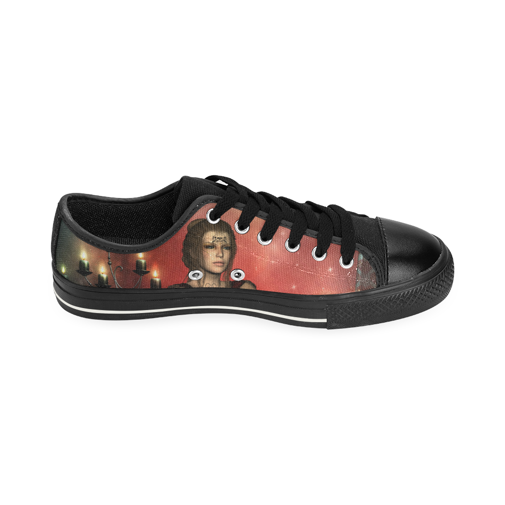 The dark fairy with skulls Men's Classic Canvas Shoes (Model 018)