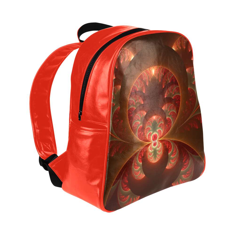Magical Luminous Red Orange Fractal Art Multi-Pockets Backpack (Model 1636)