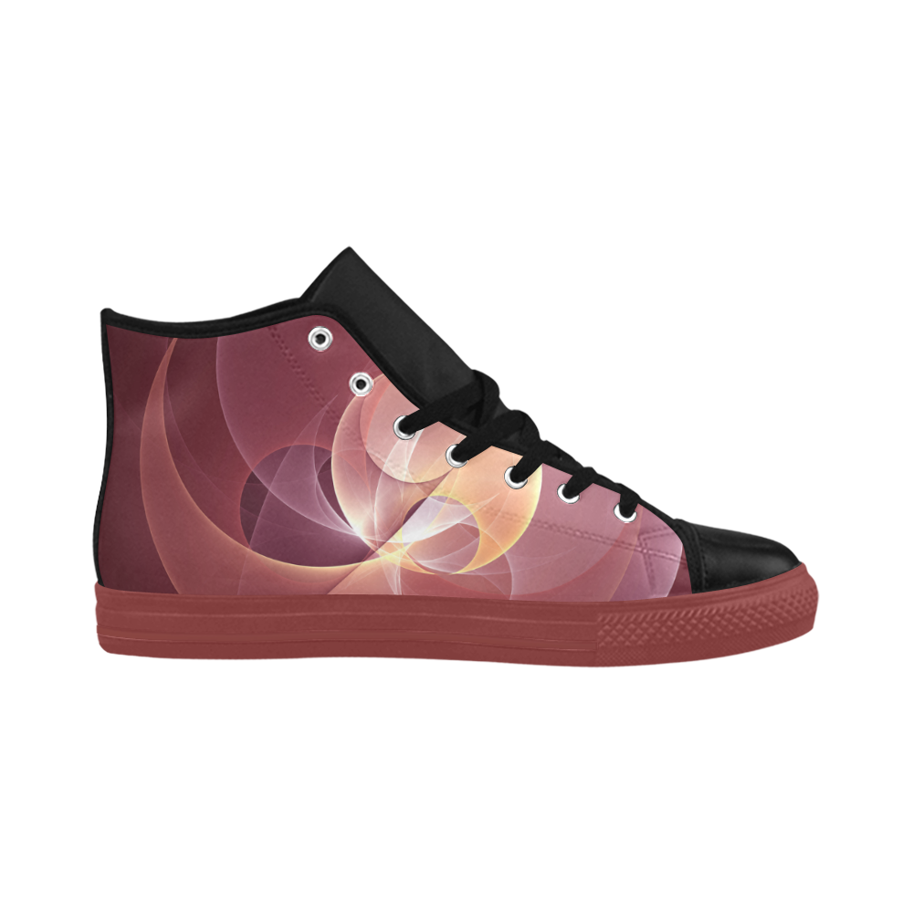 Movement Abstract Modern Wine Red Pink Fractal Art Aquila High Top Microfiber Leather Women's Shoes (Model 032)