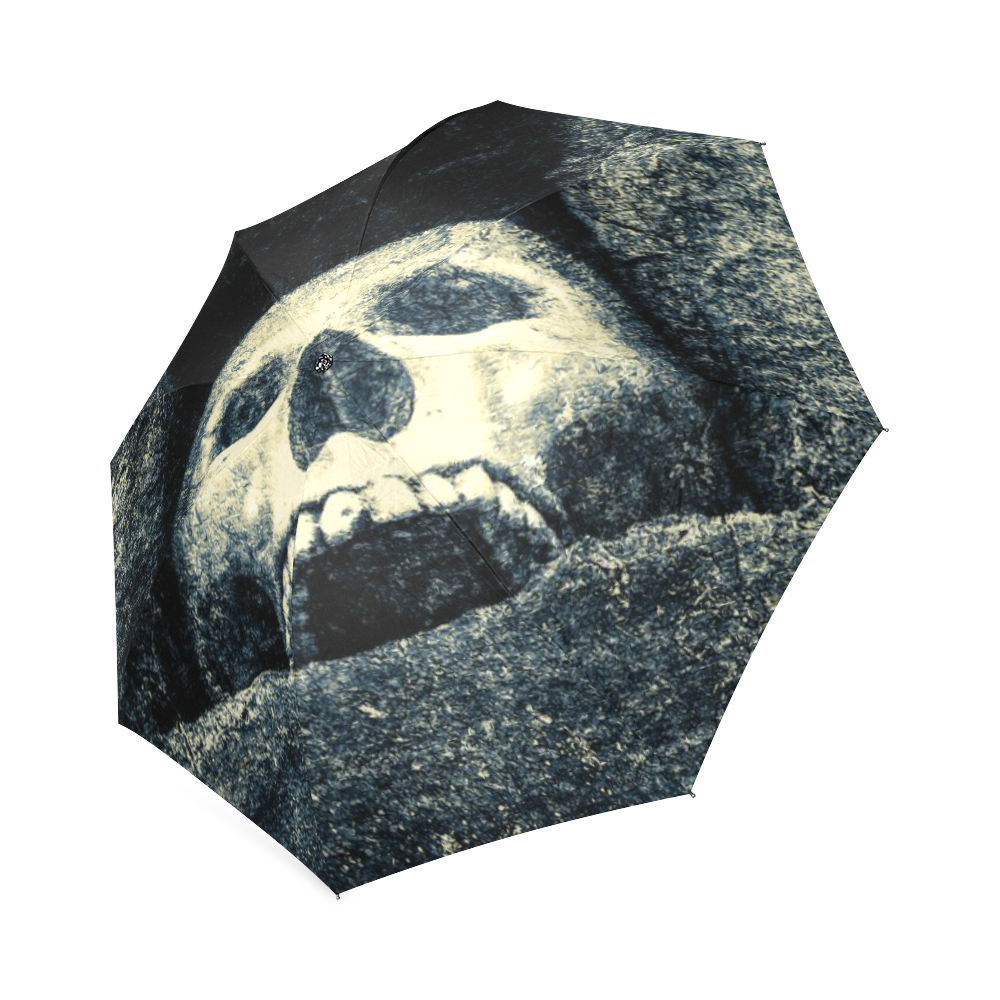 White Human Skull In A Pagan Shrine Halloween Cool Foldable Umbrella (Model U01)