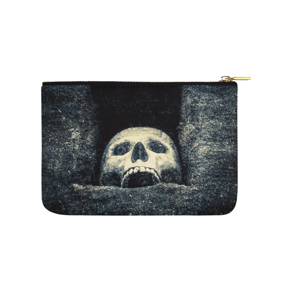 White Human Skull In A Pagan Shrine Halloween Cool Carry-All Pouch 9.5''x6''