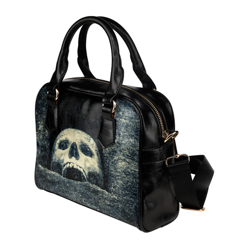 White Human Skull In A Pagan Shrine Halloween Cool Shoulder Handbag (Model 1634)