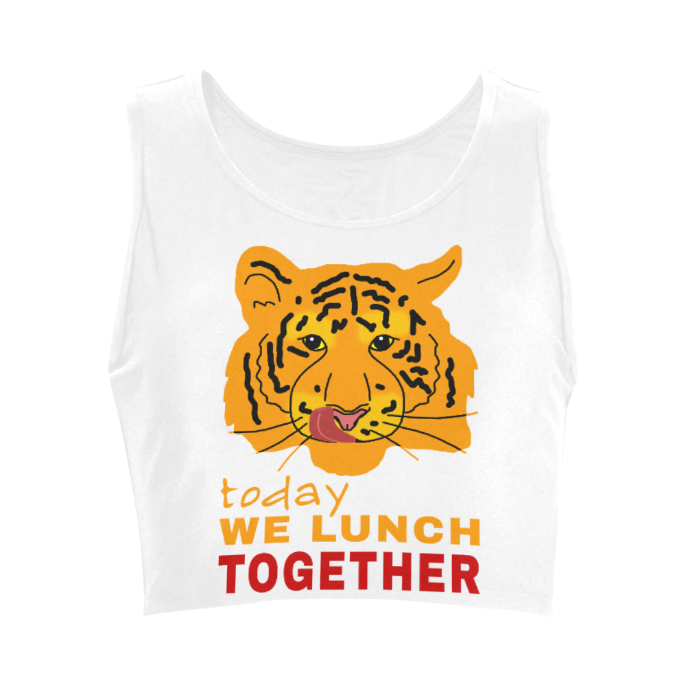 Funny Wild Tiger Today We Lunch Together Romantic Women's Crop Top (Model T42)