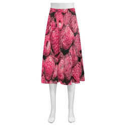 Red Fresh Raspberry Yummy Summer Berries Mnemosyne Women's Crepe Skirt (Model D16)