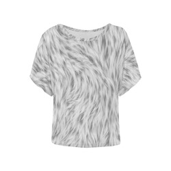 White Fur Women's Batwing-Sleeved Blouse T shirt (Model T44)