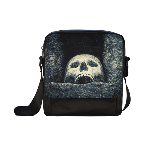 White Human Skull In A Pagan Shrine Halloween Cool Crossbody Nylon Bags (Model 1633)