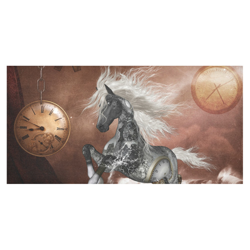 Amazing steampunk horse, silver Cotton Linen Tablecloth 60"x120"