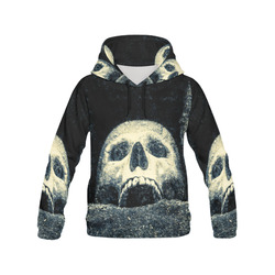 White Human Skull In A Pagan Shrine Halloween Cool All Over Print Hoodie for Women (USA Size) (Model H13)