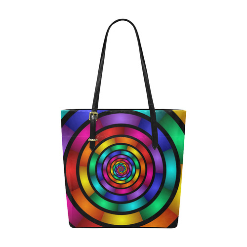 Round Psychedelic Colorful Modern Fractal Graphic Euramerican Tote Bag/Small (Model 1655)