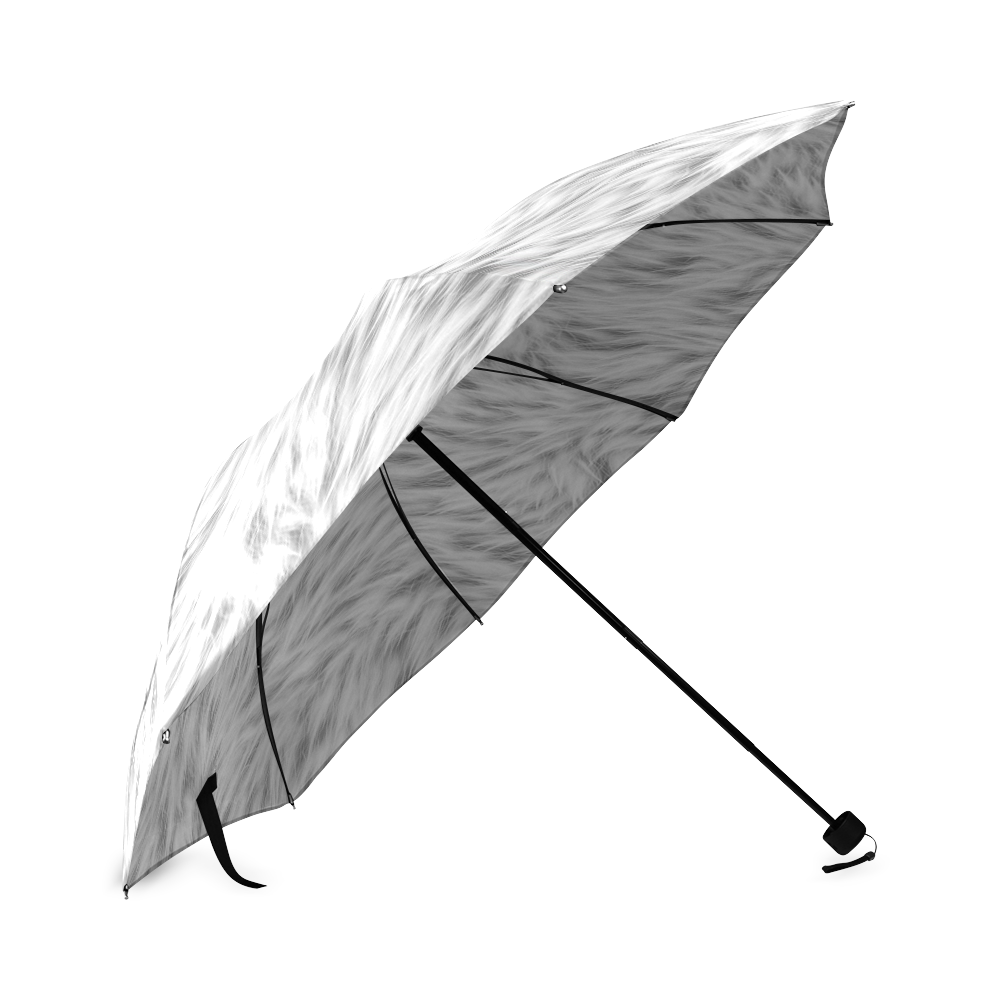 White Fur Foldable Umbrella (Model U01)