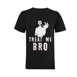Halloween Horror Zombie Treat Me Bro funny Men's V-Neck T-shirt  Big Size(USA Size) (Model T10)