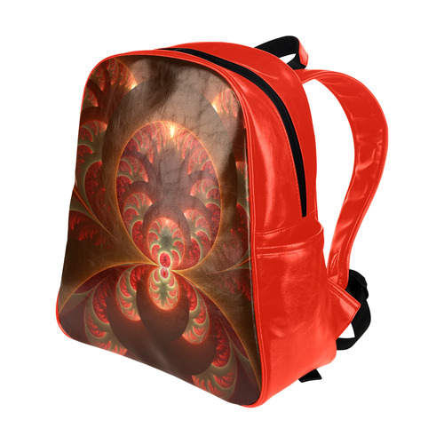Magical Luminous Red Orange Fractal Art Multi-Pockets Backpack (Model 1636)