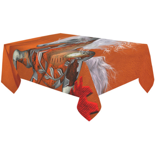 Wonderful steampunk horse, red white Cotton Linen Tablecloth 60"x120"
