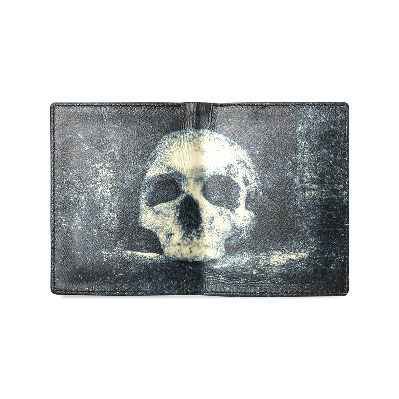 Man Skull In A Savage Temple Halloween Horror Men's Leather Wallet (Model 1612)