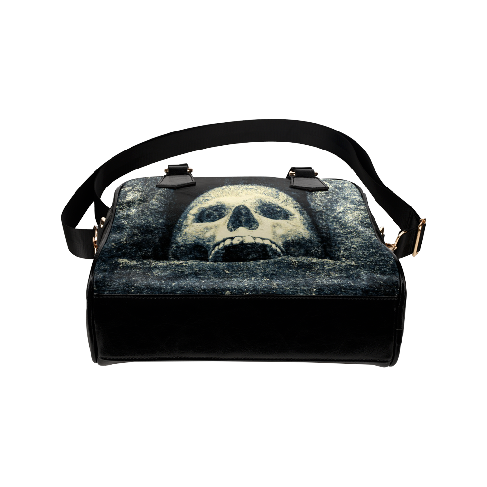 White Human Skull In A Pagan Shrine Halloween Cool Shoulder Handbag (Model 1634)